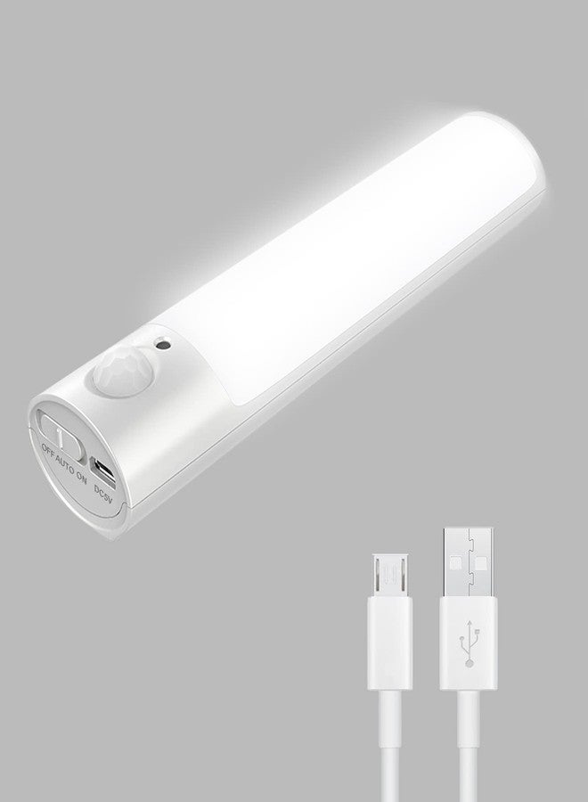 Hoteon Motion Sensor Light, USB Rechargeable Cabinet Night Light, ON/AUTO/Off Mode, Magnet Light for Wardrobe, Cupboard, Bedroom, Stairs, Kitchen, Hallway, White(1pcs) - Image 1